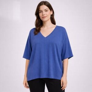 Bryn Walker Oversized Tunic Shirt Blue 2xl Organic Cotton‎ Minimalistic Batwing